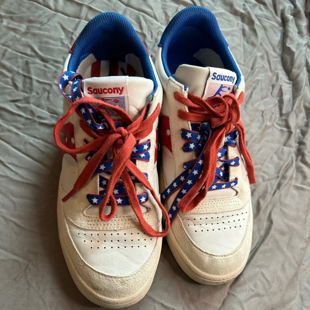 Saucony Spirit of ’76 Patriotic Sneakers Women’s 7.5 Red White Blue Stars - Picture 1 of 9